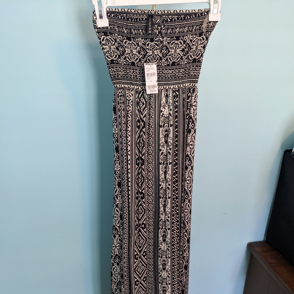 Long Boho Strapless Dress